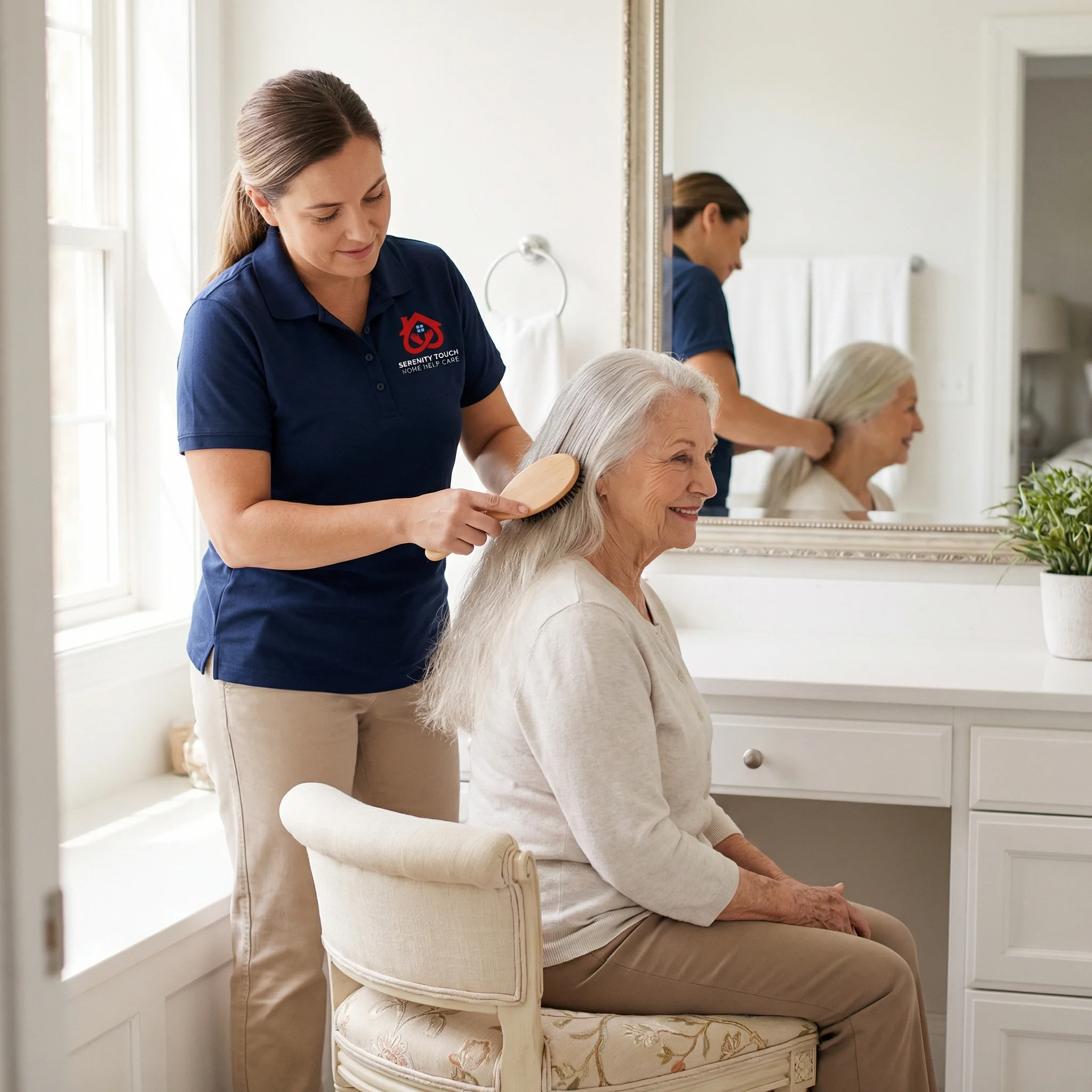 Caregiver helping with personal care