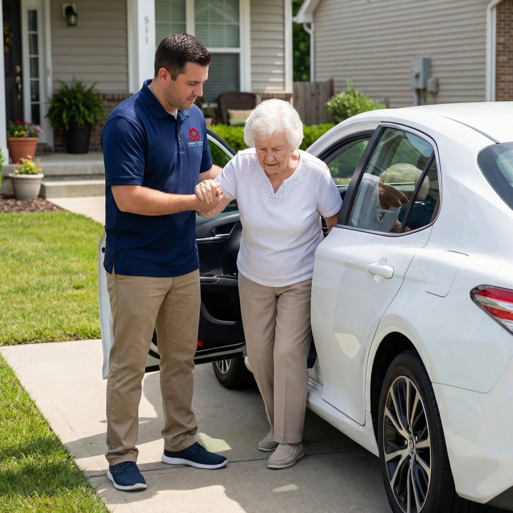 Caregiver helping with transportation
